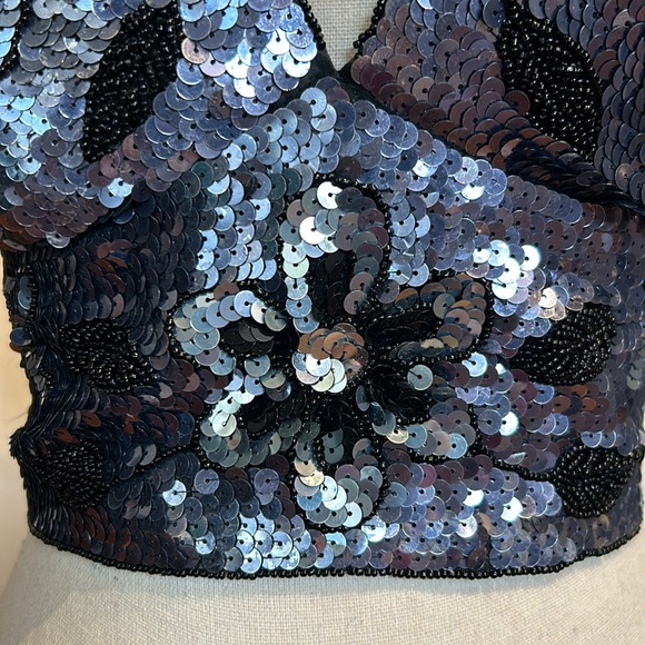 Beaded and Sequined Halter Crisscross Back - Picture 7 of 10